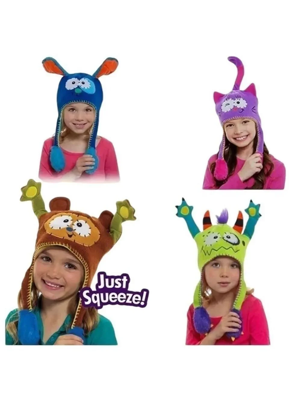 Flipeez‎ Winking Kitty Cat Purple Pink Knit Hat with Moveable Tail Size OS
